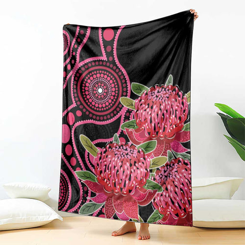 Australia Waratah Blanket Telopea Aussie Native Flowers Indigenous Art - Aussie Hoodie