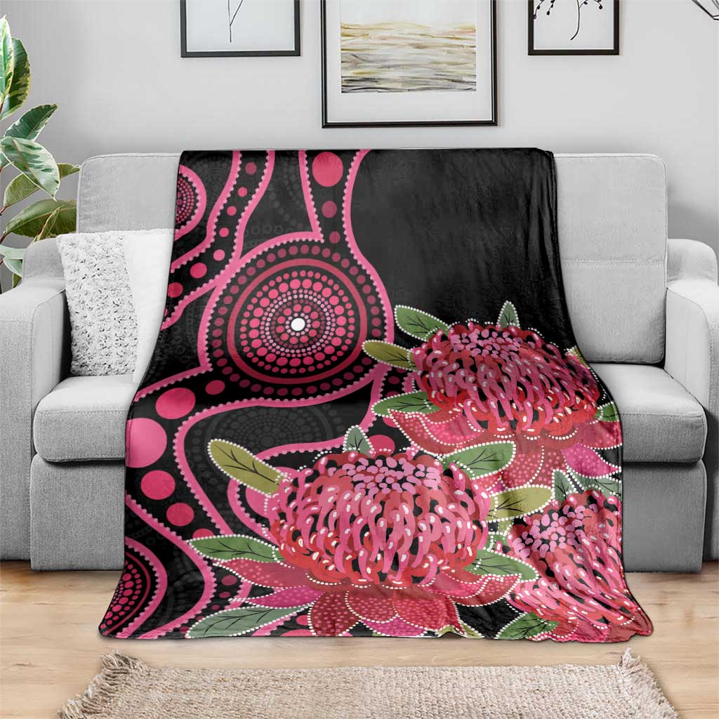 Australia Waratah Blanket Telopea Aussie Native Flowers Indigenous Art - Aussie Hoodie