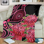 Australia Waratah Blanket Telopea Aussie Native Flowers Indigenous Art - Aussie Hoodie