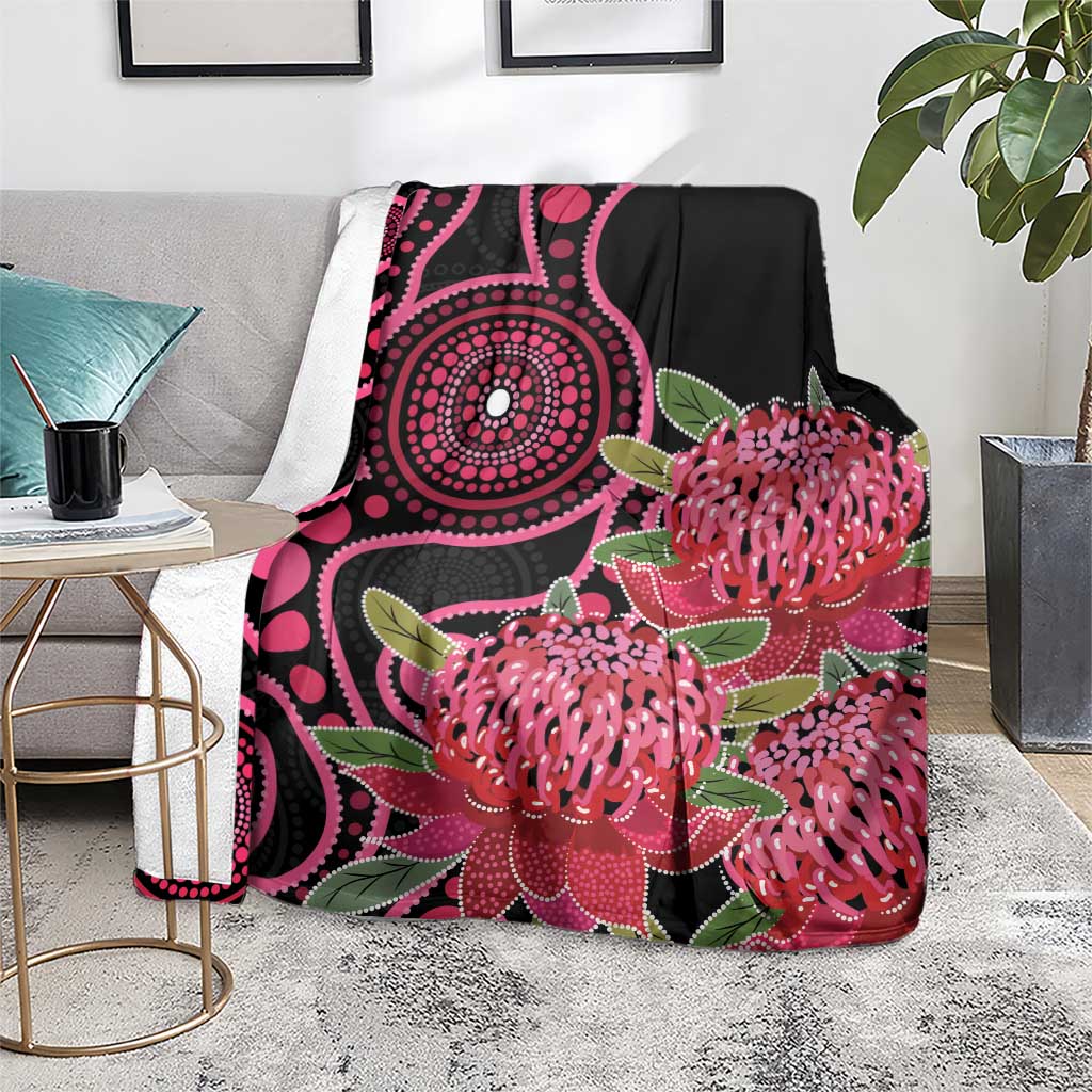 Australia Waratah Blanket Telopea Aussie Native Flowers Indigenous Art - Aussie Hoodie