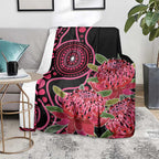 Australia Waratah Blanket Telopea Aussie Native Flowers Indigenous Art - Aussie Hoodie