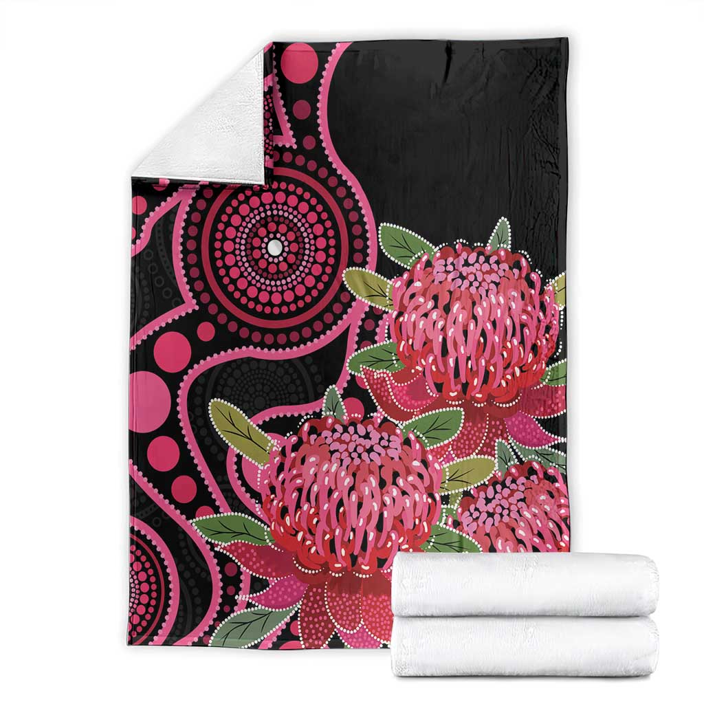 Australia Waratah Blanket Telopea Aussie Native Flowers Indigenous Art - Aussie Hoodie