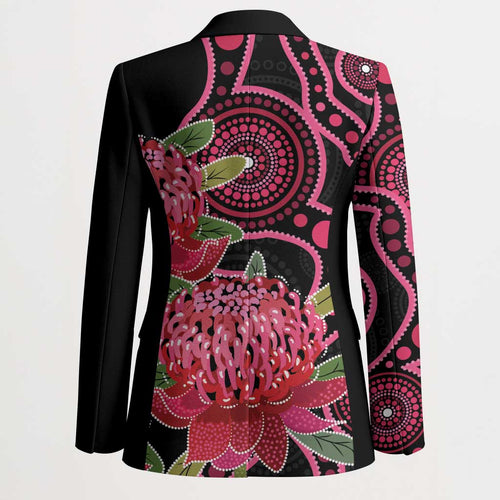 Australia Waratah Blazer Telopea Aussie Native Flowers Indigenous Art - Aussie Hoodie