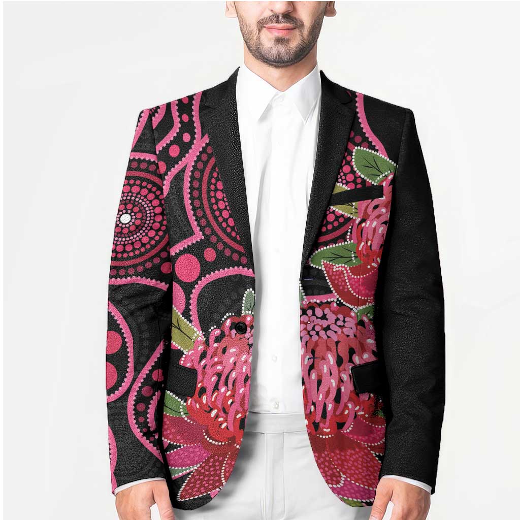 Australia Waratah Blazer Telopea Aussie Native Flowers Indigenous Art - Aussie Hoodie
