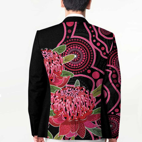 Australia Waratah Blazer Telopea Aussie Native Flowers Indigenous Art - Aussie Hoodie