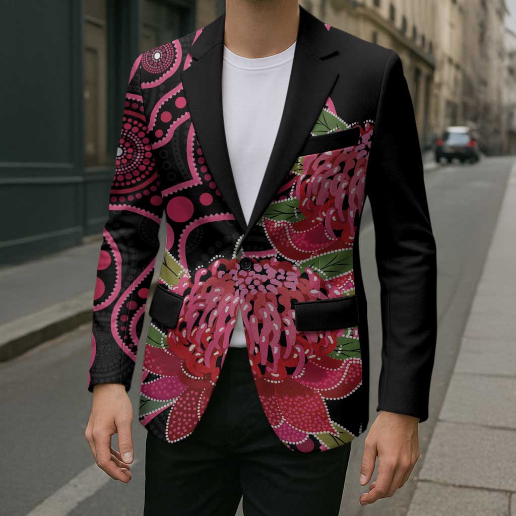 Australia Waratah Blazer Telopea Aussie Native Flowers Indigenous Art - Aussie Hoodie