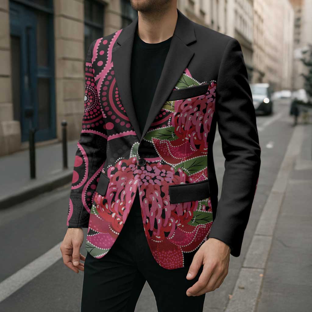 Australia Waratah Blazer Telopea Aussie Native Flowers Indigenous Art - Aussie Hoodie
