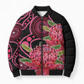 Australia Waratah Bomber Puffer Jacket Telopea Aussie Native Flowers Indigenous Art - Aussie Hoodie