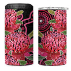 Australia Waratah 4 in 1 Can Cooler Tumbler Telopea Aussie Native Flowers Indigenous Art - Aussie Hoodie
