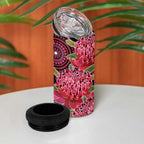 Australia Waratah 4 in 1 Can Cooler Tumbler Telopea Aussie Native Flowers Indigenous Art - Aussie Hoodie