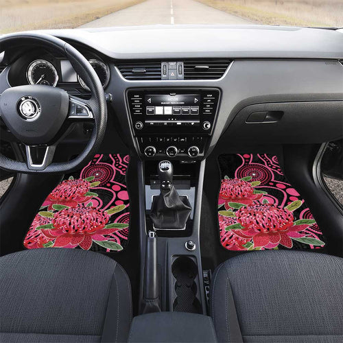 Australia Waratah Car Mats Telopea Aussie Native Flowers Indigenous Art - Aussie Hoodie