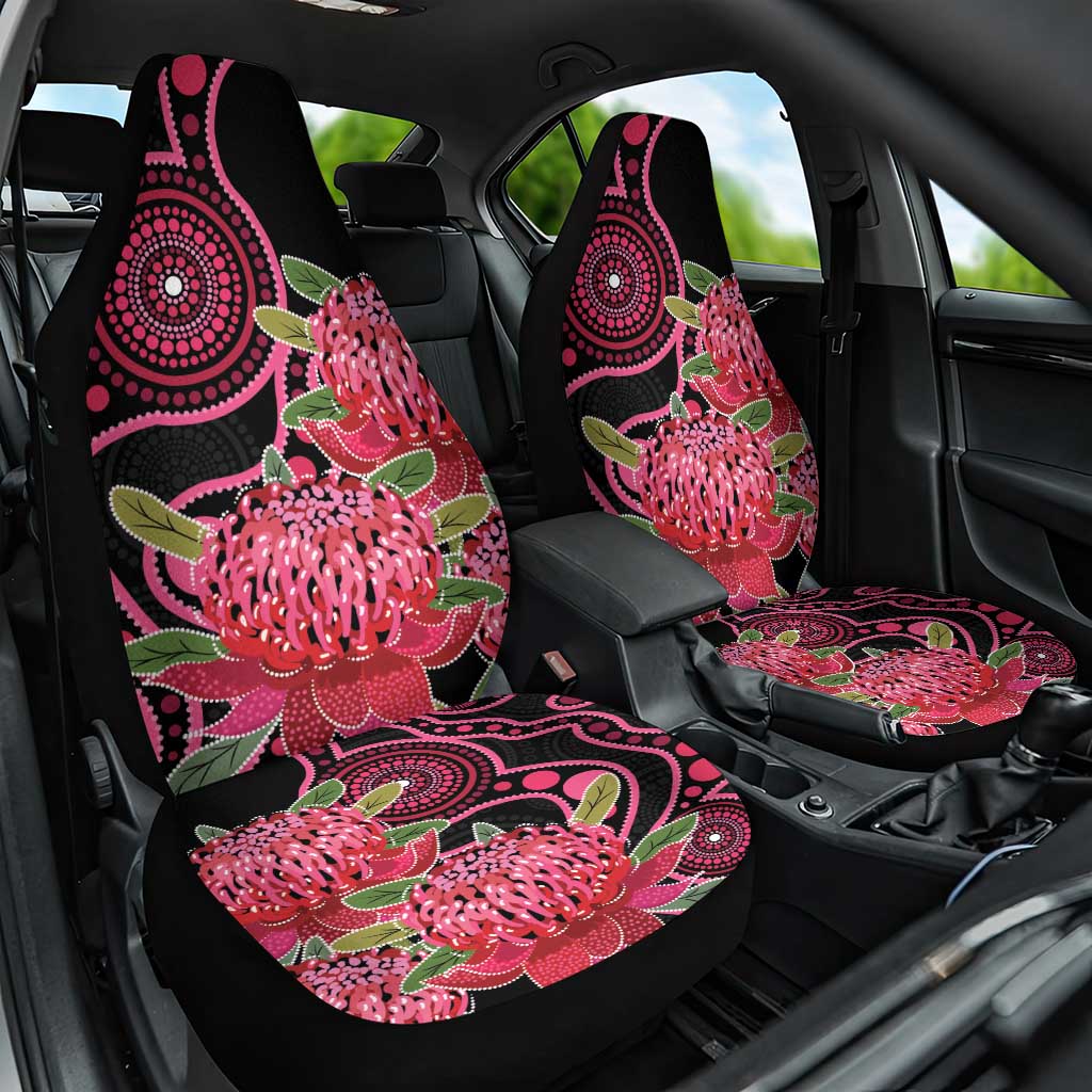 Australia Waratah Car Seat Cover Telopea Aussie Native Flowers Indigenous Art - Aussie Hoodie