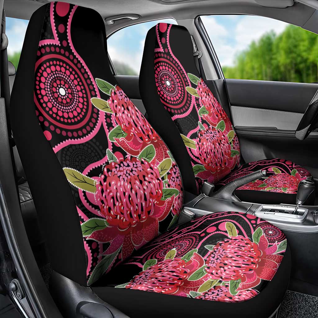 Australia Waratah Car Seat Cover Telopea Aussie Native Flowers Indigenous Art - Aussie Hoodie