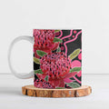 Australia Waratah Ceramic Mug Telopea Aussie Native Flowers Indigenous Art - Aussie Hoodie