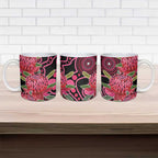 Australia Waratah Ceramic Mug Telopea Aussie Native Flowers Indigenous Art - Aussie Hoodie