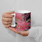 Australia Waratah Ceramic Mug Telopea Aussie Native Flowers Indigenous Art - Aussie Hoodie