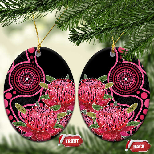 Australia Waratah Ceramic Ornament Telopea Aussie Native Flowers Indigenous Art - Aussie Hoodie