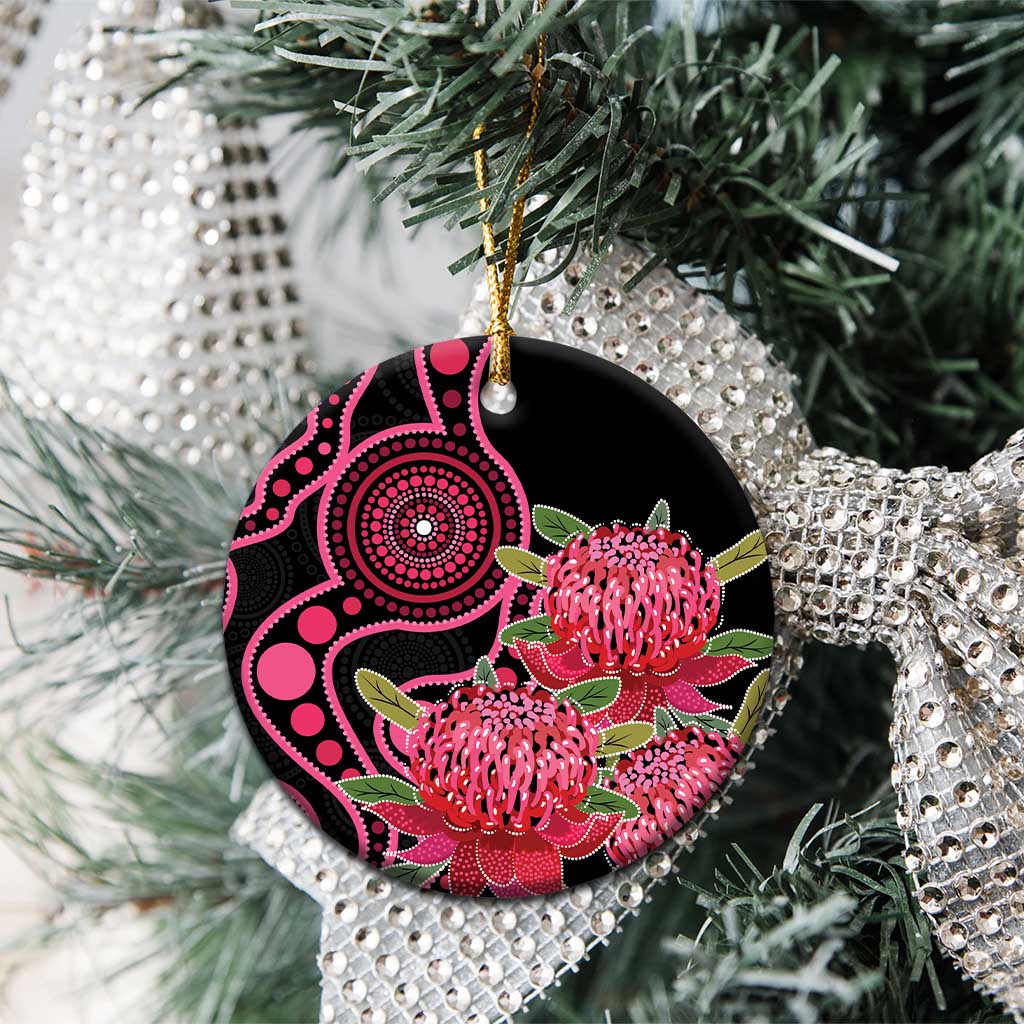 Australia Waratah Ceramic Ornament Telopea Aussie Native Flowers Indigenous Art - Aussie Hoodie