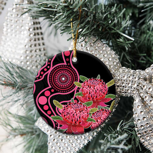 Australia Waratah Ceramic Ornament Telopea Aussie Native Flowers Indigenous Art - Aussie Hoodie