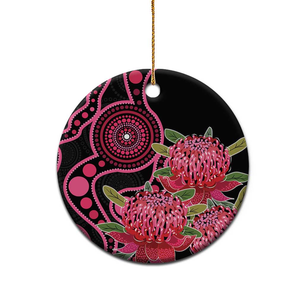 Australia Waratah Ceramic Ornament Telopea Aussie Native Flowers Indigenous Art - Aussie Hoodie