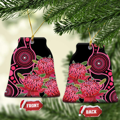 Australia Waratah Ceramic Ornament Telopea Aussie Native Flowers Indigenous Art - Aussie Hoodie