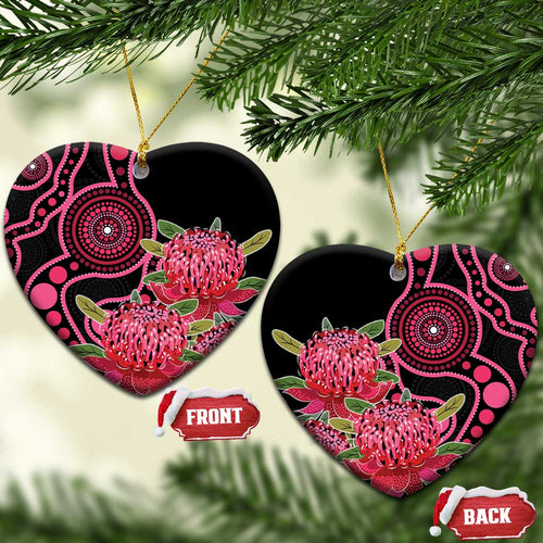 Australia Waratah Ceramic Ornament Telopea Aussie Native Flowers Indigenous Art - Aussie Hoodie