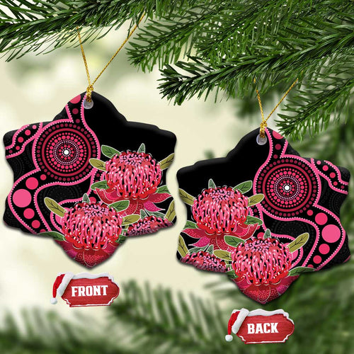 Australia Waratah Ceramic Ornament Telopea Aussie Native Flowers Indigenous Art - Aussie Hoodie