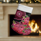 Australia Waratah Christmas Stocking Telopea Aussie Native Flowers Indigenous Art - Aussie Hoodie