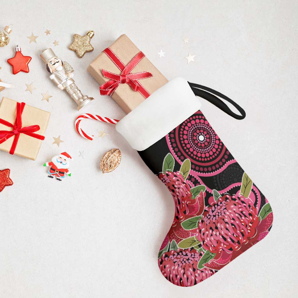 Australia Waratah Christmas Stocking Telopea Aussie Native Flowers Indigenous Art - Aussie Hoodie