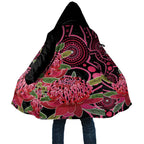 Australia Waratah Cloak Telopea Aussie Native Flowers Indigenous Art - Aussie Hoodie