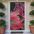 Australia Waratah Door Cover Telopea Aussie Native Flowers Indigenous Art - Aussie Hoodie