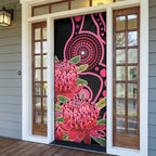 Australia Waratah Door Cover Telopea Aussie Native Flowers Indigenous Art - Aussie Hoodie