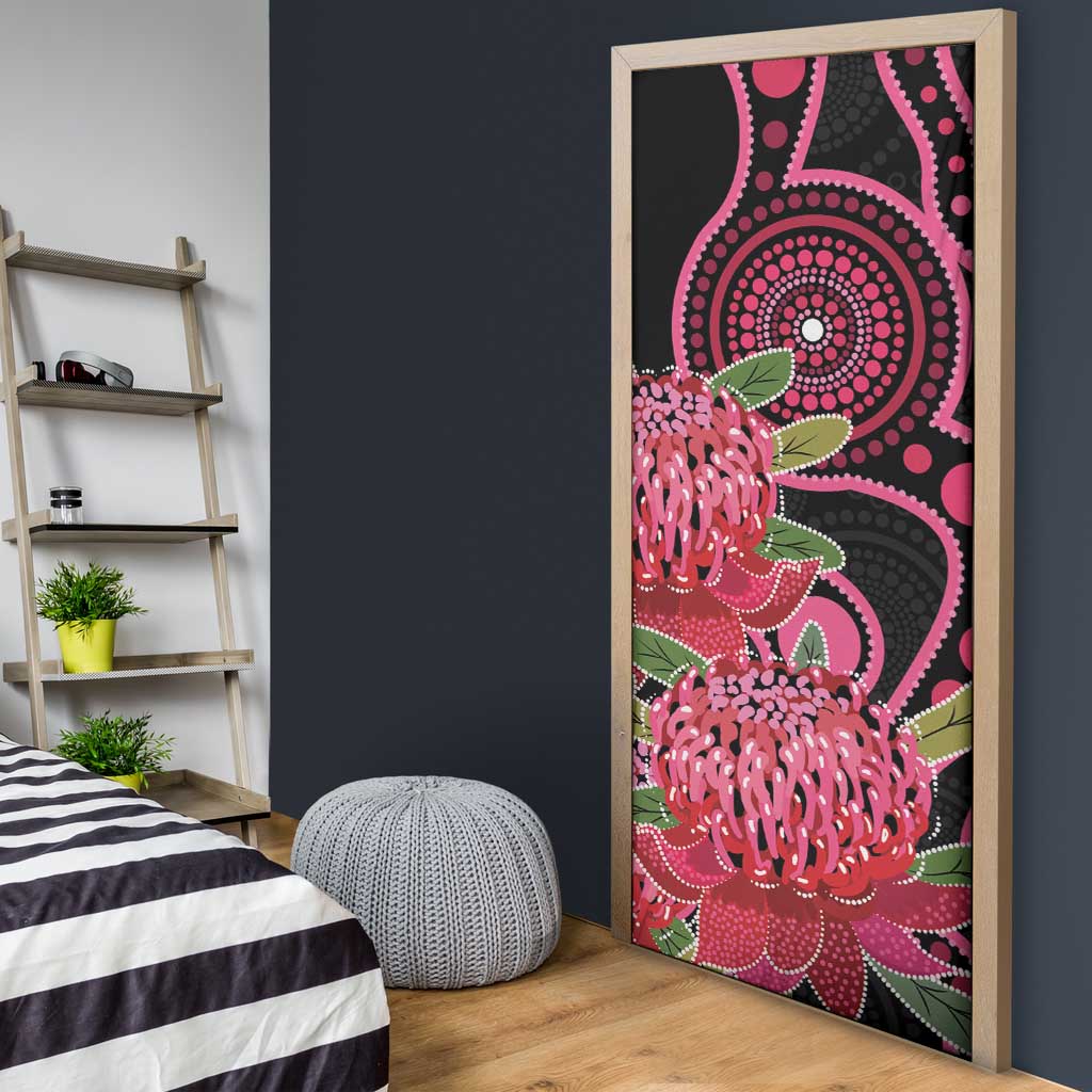 Australia Waratah Door Cover Telopea Aussie Native Flowers Indigenous Art - Aussie Hoodie