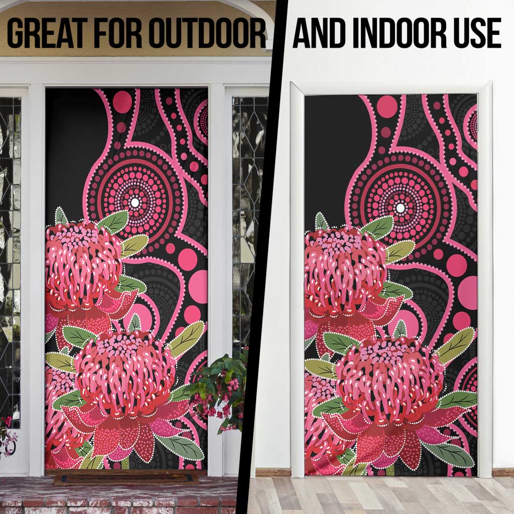 Australia Waratah Door Cover Telopea Aussie Native Flowers Indigenous Art - Aussie Hoodie