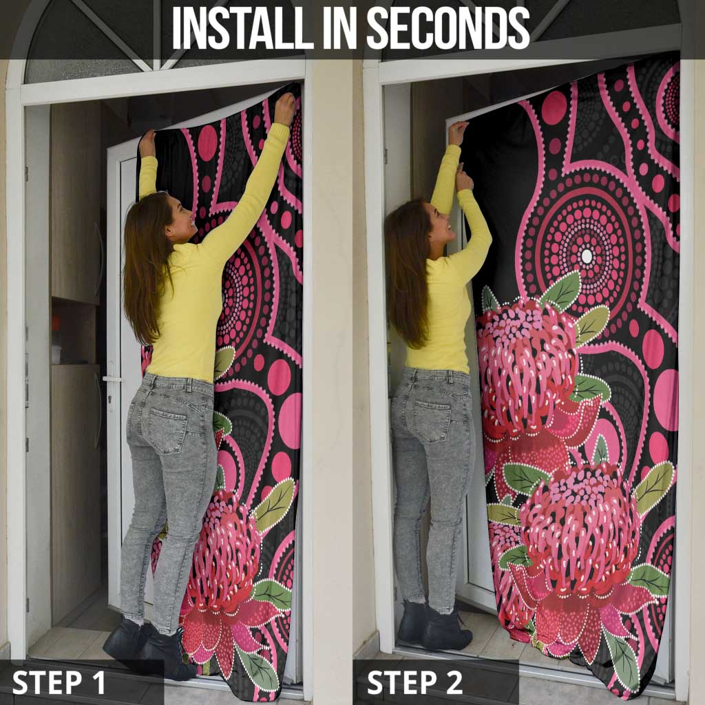 Australia Waratah Door Cover Telopea Aussie Native Flowers Indigenous Art - Aussie Hoodie