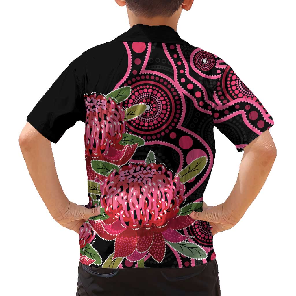 Australia Waratah Family Matching Long Sleeve Bodycon Dress and Hawaiian Shirt Telopea Aussie Native Flowers Indigenous Art - Aussie Hoodie