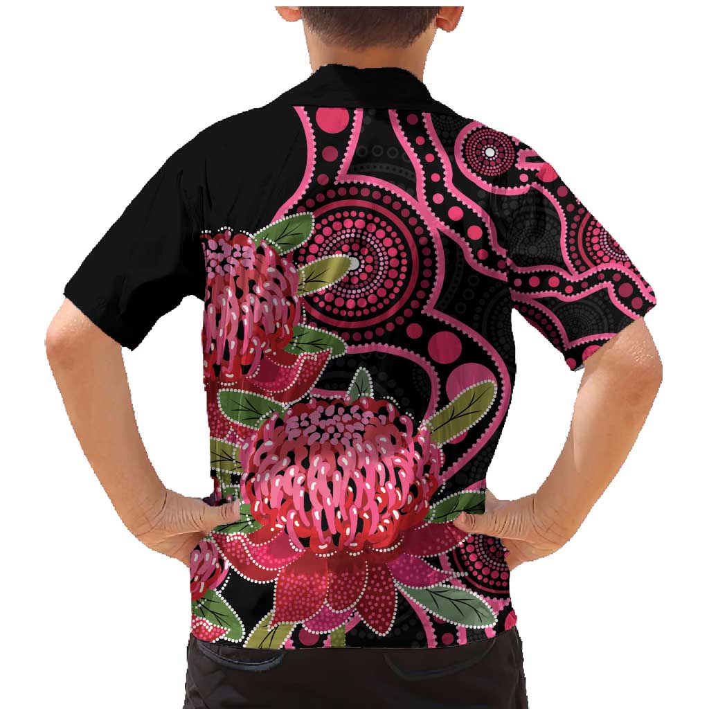 Australia Waratah Family Matching Mermaid Dress and Hawaiian Shirt Telopea Aussie Native Flowers Indigenous Art - Aussie Hoodie