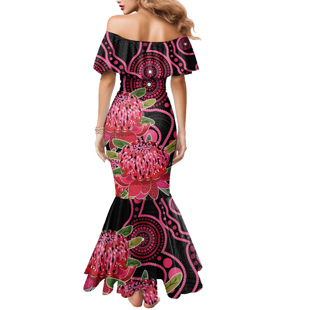 Australia Waratah Family Matching Mermaid Dress and Hawaiian Shirt Telopea Aussie Native Flowers Indigenous Art - Aussie Hoodie