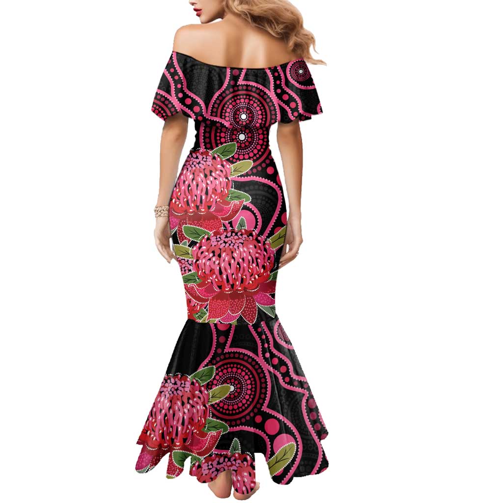 Australia Waratah Family Matching Mermaid Dress and Hawaiian Shirt Telopea Aussie Native Flowers Indigenous Art - Aussie Hoodie
