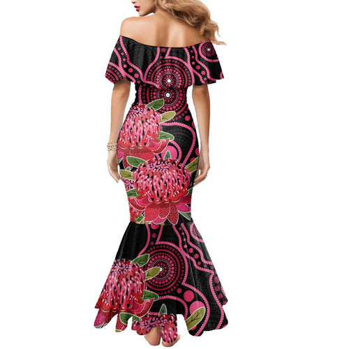 Australia Waratah Family Matching Mermaid Dress and Hawaiian Shirt Telopea Aussie Native Flowers Indigenous Art - Aussie Hoodie