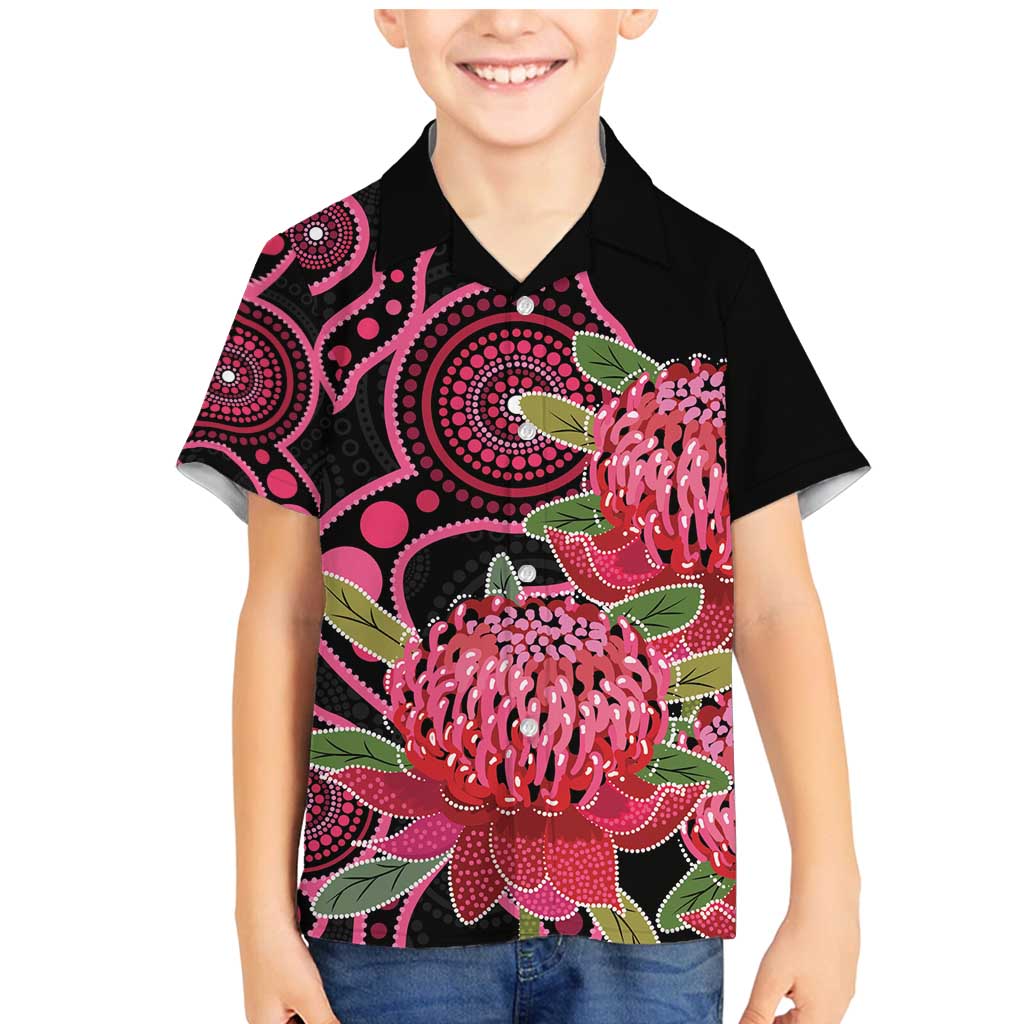 Australia Waratah Family Matching Mermaid Dress and Hawaiian Shirt Telopea Aussie Native Flowers Indigenous Art - Aussie Hoodie