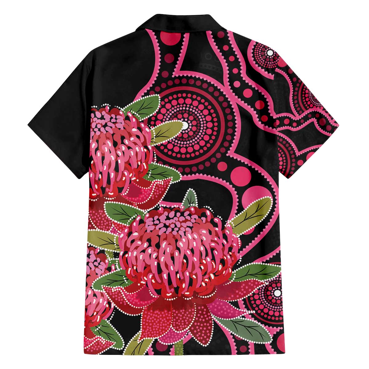 Australia Waratah Family Matching Off The Shoulder Long Sleeve Dress and Hawaiian Shirt Telopea Aussie Native Flowers Indigenous Art - Aussie Hoodie
