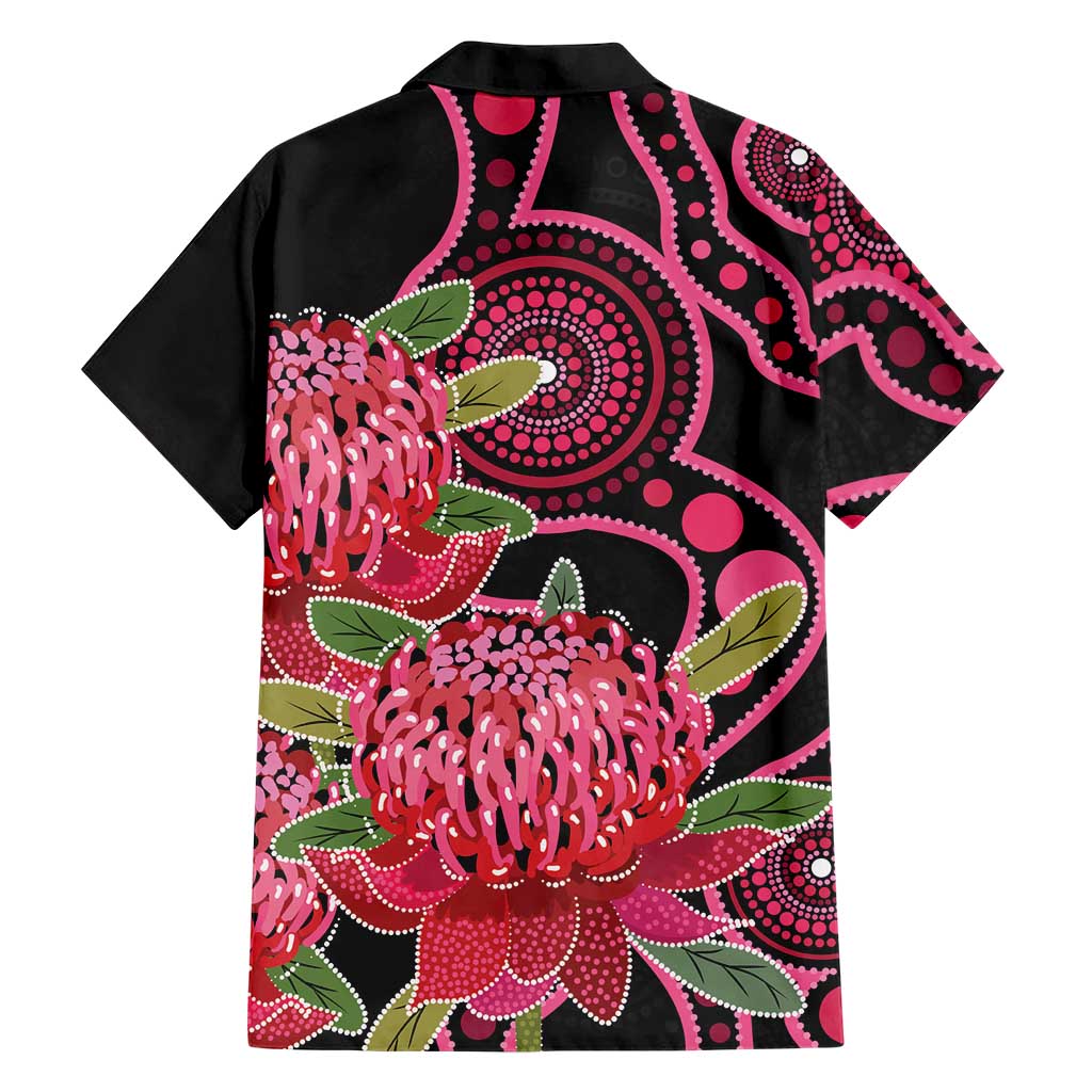 Australia Waratah Family Matching Off The Shoulder Long Sleeve Dress and Hawaiian Shirt Telopea Aussie Native Flowers Indigenous Art - Aussie Hoodie