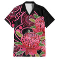 Australia Waratah Family Matching Off Shoulder Maxi Dress and Hawaiian Shirt Telopea Aussie Native Flowers Indigenous Art - Aussie Hoodie