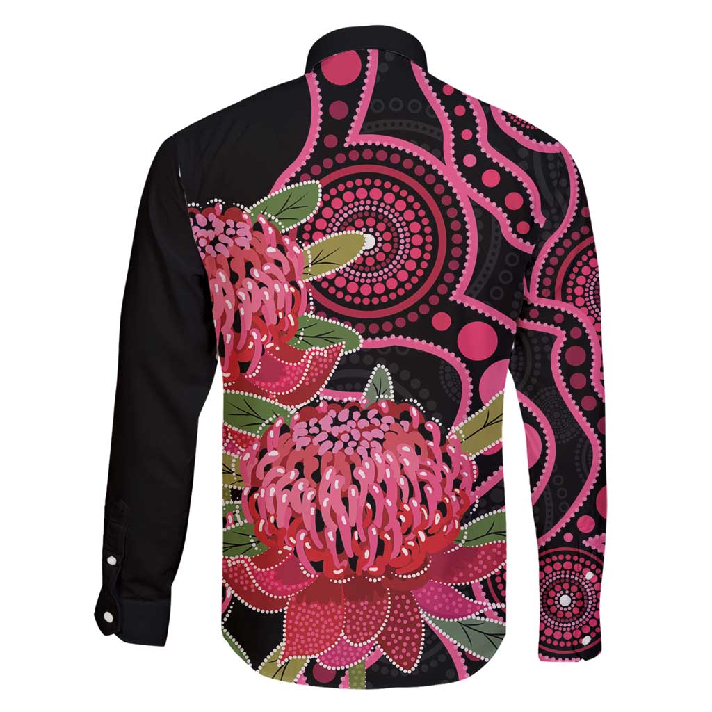 Australia Waratah Family Matching Off Shoulder Maxi Dress and Hawaiian Shirt Telopea Aussie Native Flowers Indigenous Art - Aussie Hoodie