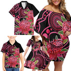 Australia Waratah Family Matching Off Shoulder Short Dress and Hawaiian Shirt Telopea Aussie Native Flowers Indigenous Art - Aussie Hoodie
