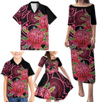 Australia Waratah Family Matching Puletasi and Hawaiian Shirt Telopea Aussie Native Flowers Indigenous Art - Aussie Hoodie