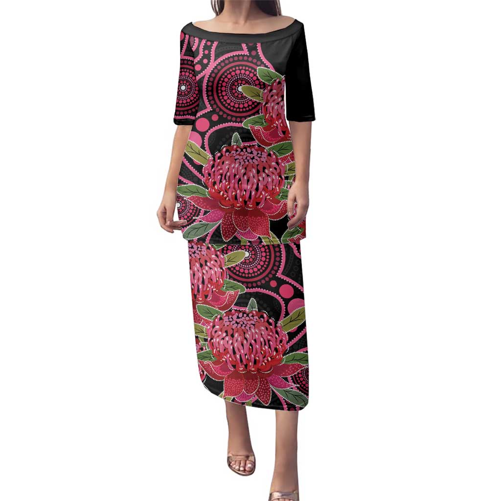 Australia Waratah Family Matching Puletasi and Hawaiian Shirt Telopea Aussie Native Flowers Indigenous Art - Aussie Hoodie