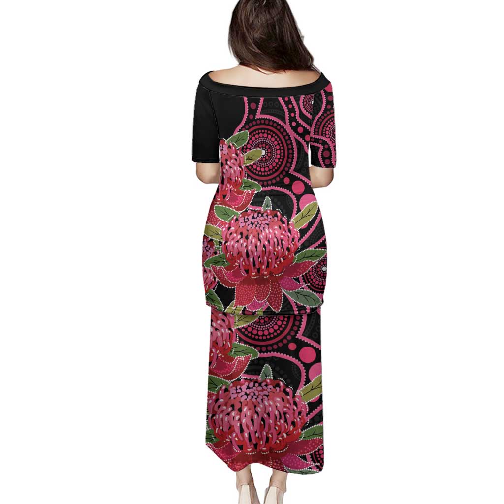 Australia Waratah Family Matching Puletasi and Hawaiian Shirt Telopea Aussie Native Flowers Indigenous Art - Aussie Hoodie