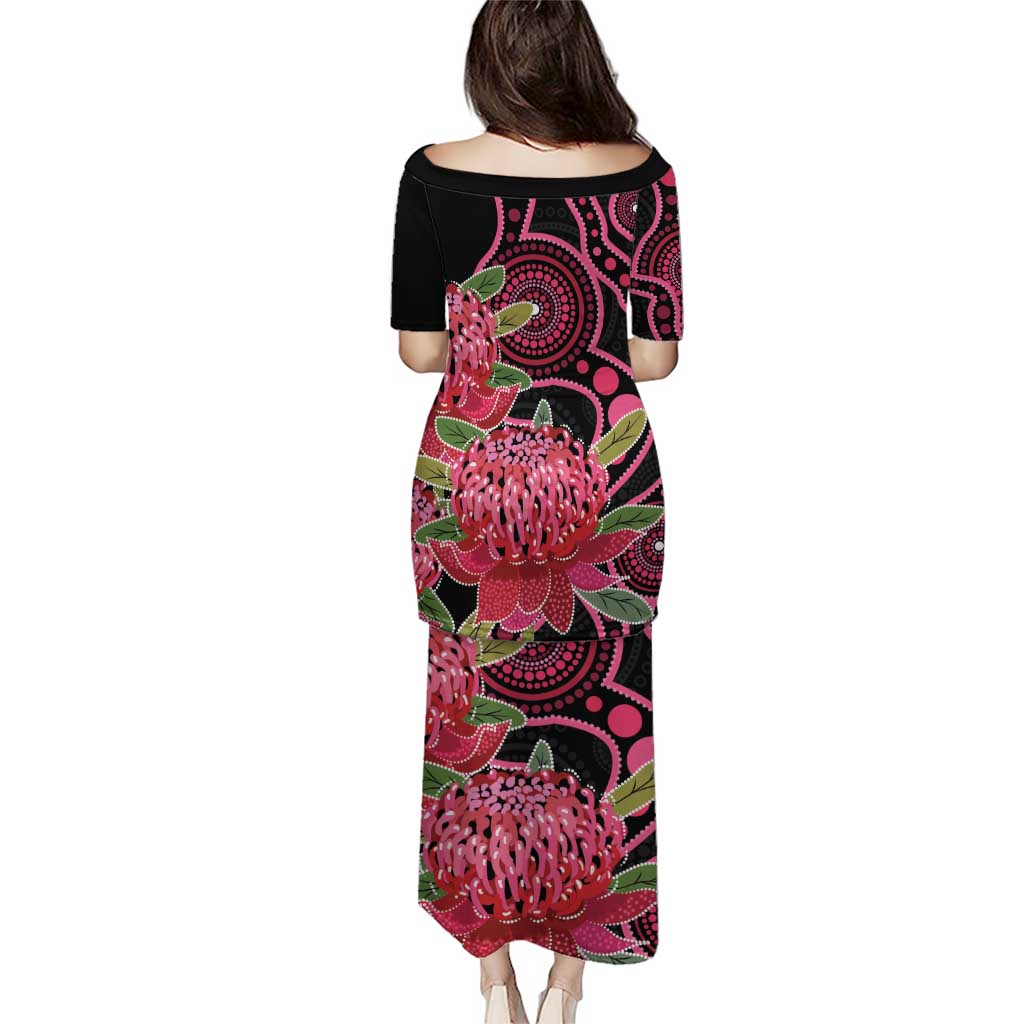 Australia Waratah Family Matching Puletasi and Hawaiian Shirt Telopea Aussie Native Flowers Indigenous Art - Aussie Hoodie